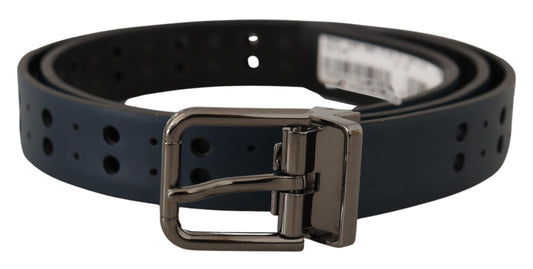 Dolce & Gabbana Elegant Blue Leather Belt with Metal Buckle Dolce & Gabbana