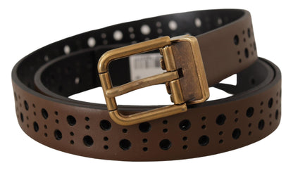 Dolce & Gabbana Elegant Brown Leather Belt with Golden Buckle Dolce & Gabbana