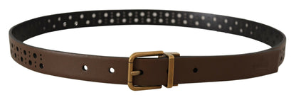 Dolce & Gabbana Elegant Brown Leather Belt with Golden Buckle Dolce & Gabbana