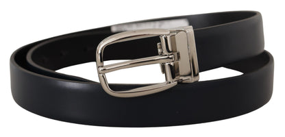 Dolce & Gabbana Elegant Black Leather Belt with Silver Buckle Dolce & Gabbana