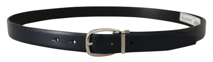 Dolce & Gabbana Elegant Black Leather Belt with Silver Buckle Dolce & Gabbana