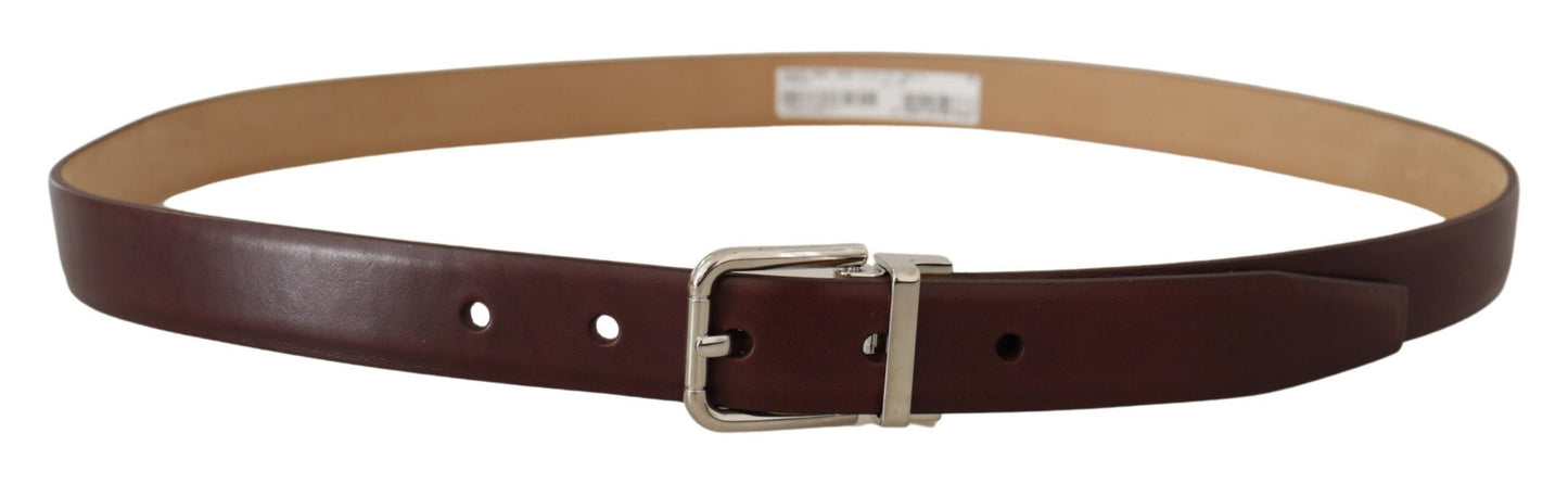 Dolce & Gabbana Elegant Leather Belt with Silver Tone Buckle Dolce & Gabbana