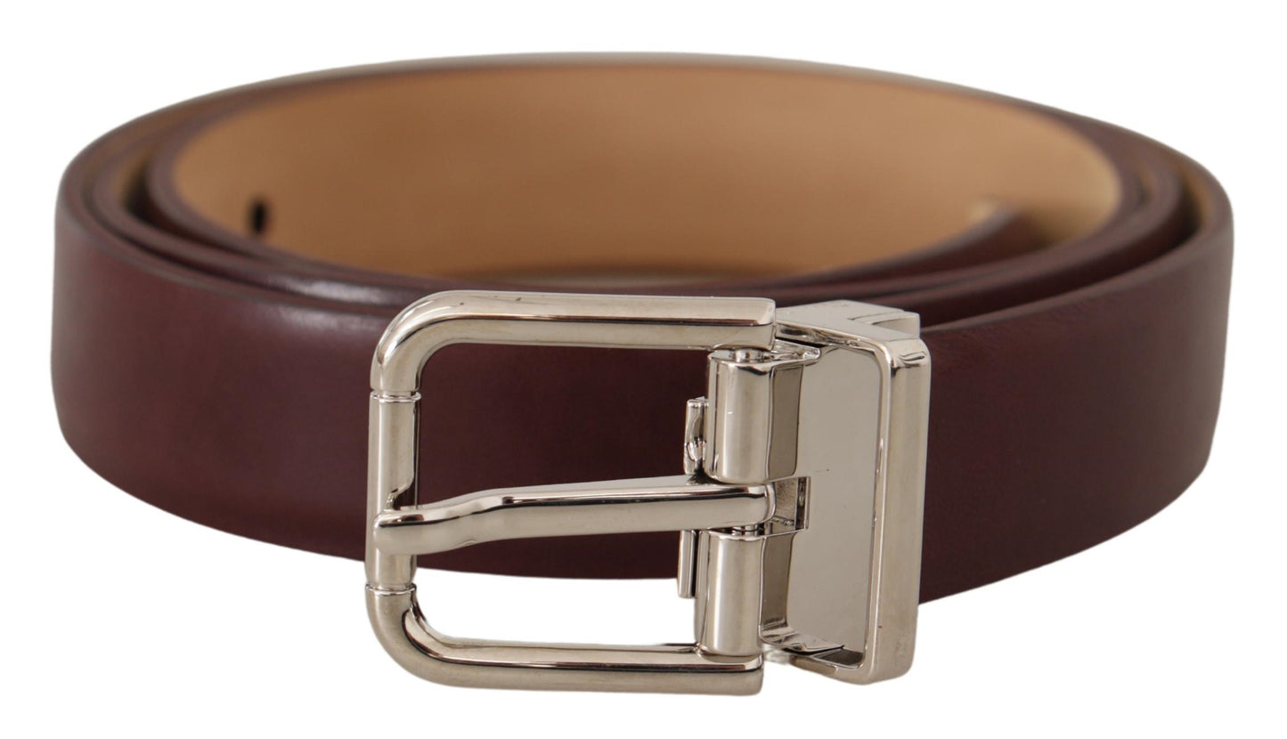 Dolce & Gabbana Elegant Leather Belt with Silver Tone Buckle Dolce & Gabbana