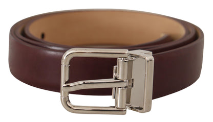 Dolce & Gabbana Elegant Leather Belt with Silver Tone Buckle Dolce & Gabbana