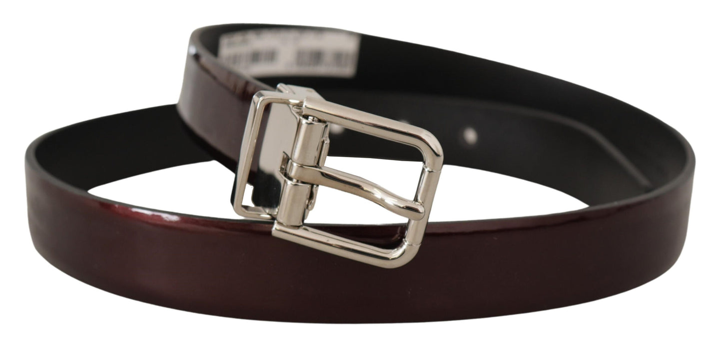 Dolce & Gabbana Elegant Dark Brown Patent Leather Belt Dolce & Gabbana