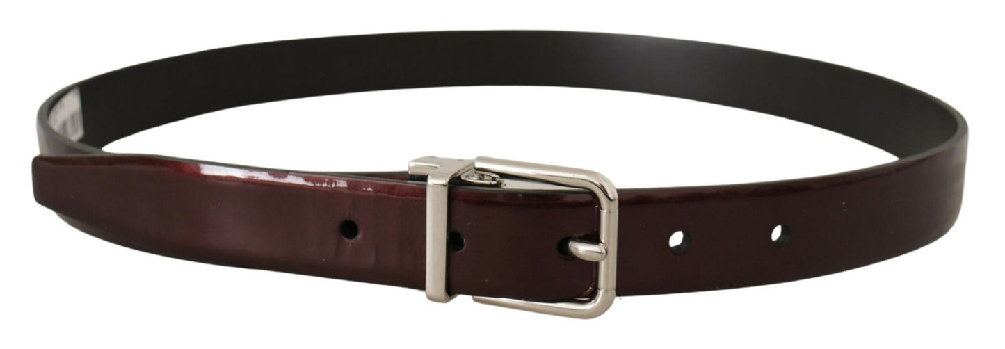 Dolce & Gabbana Elegant Dark Brown Patent Leather Belt Dolce & Gabbana