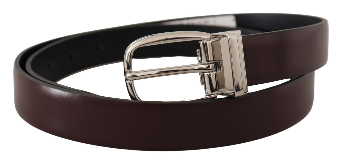 Dolce & Gabbana Elegant Leather Belt with Silver Metal Buckle Dolce & Gabbana