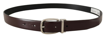 Dolce & Gabbana Elegant Leather Belt with Silver Metal Buckle Dolce & Gabbana