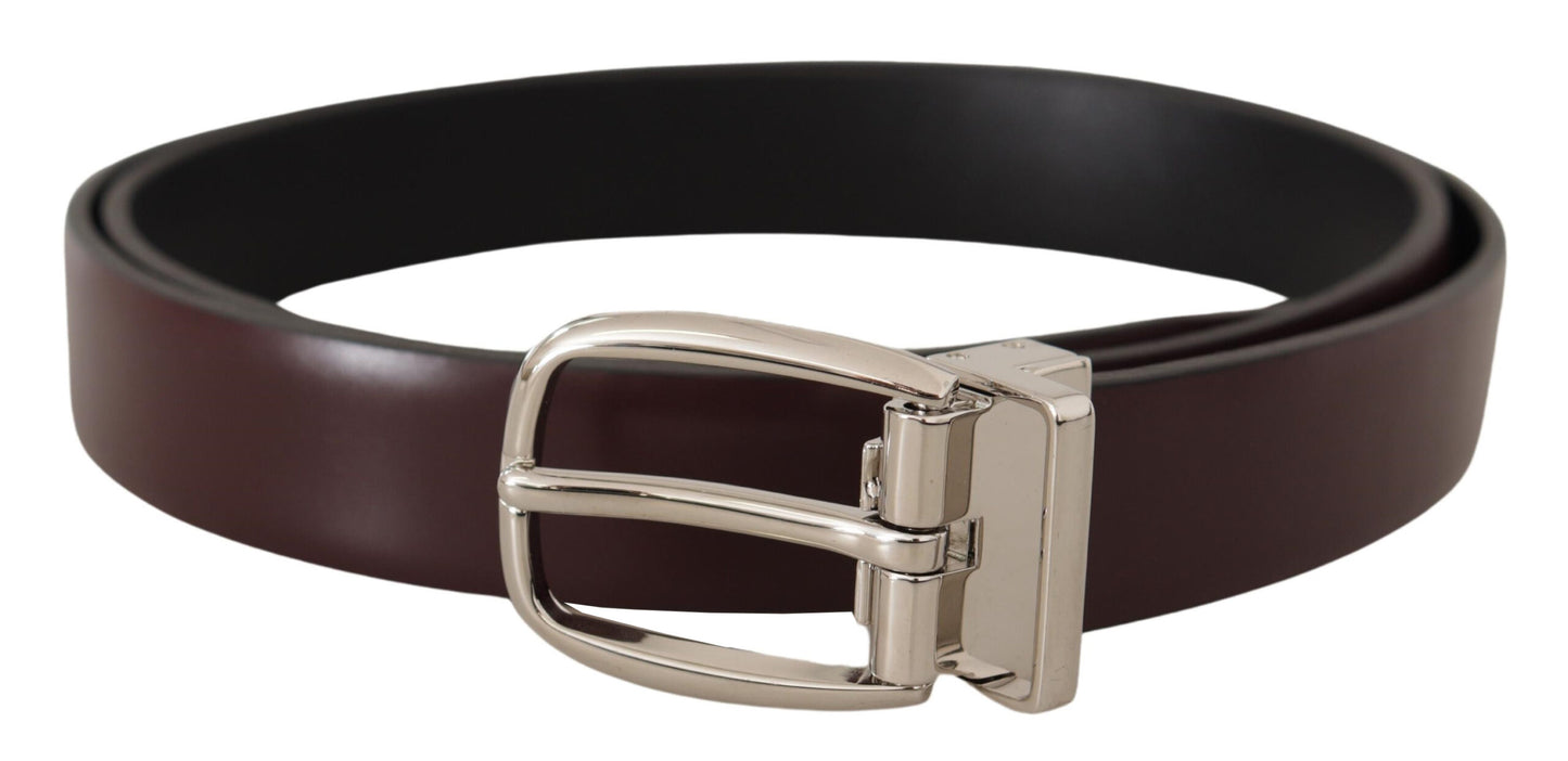 Dolce & Gabbana Elegant Leather Belt with Silver Metal Buckle Dolce & Gabbana