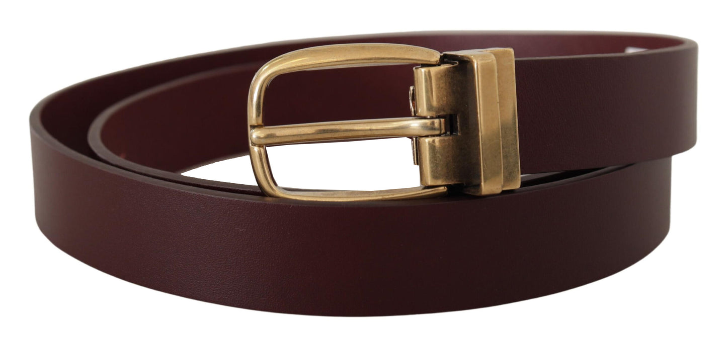 Dolce & Gabbana Elegant Brown Leather Belt with Gold Buckle Dolce & Gabbana