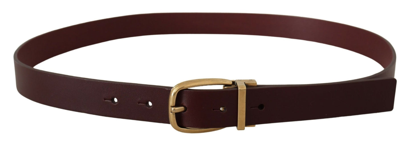 Dolce & Gabbana Elegant Brown Leather Belt with Gold Buckle Dolce & Gabbana