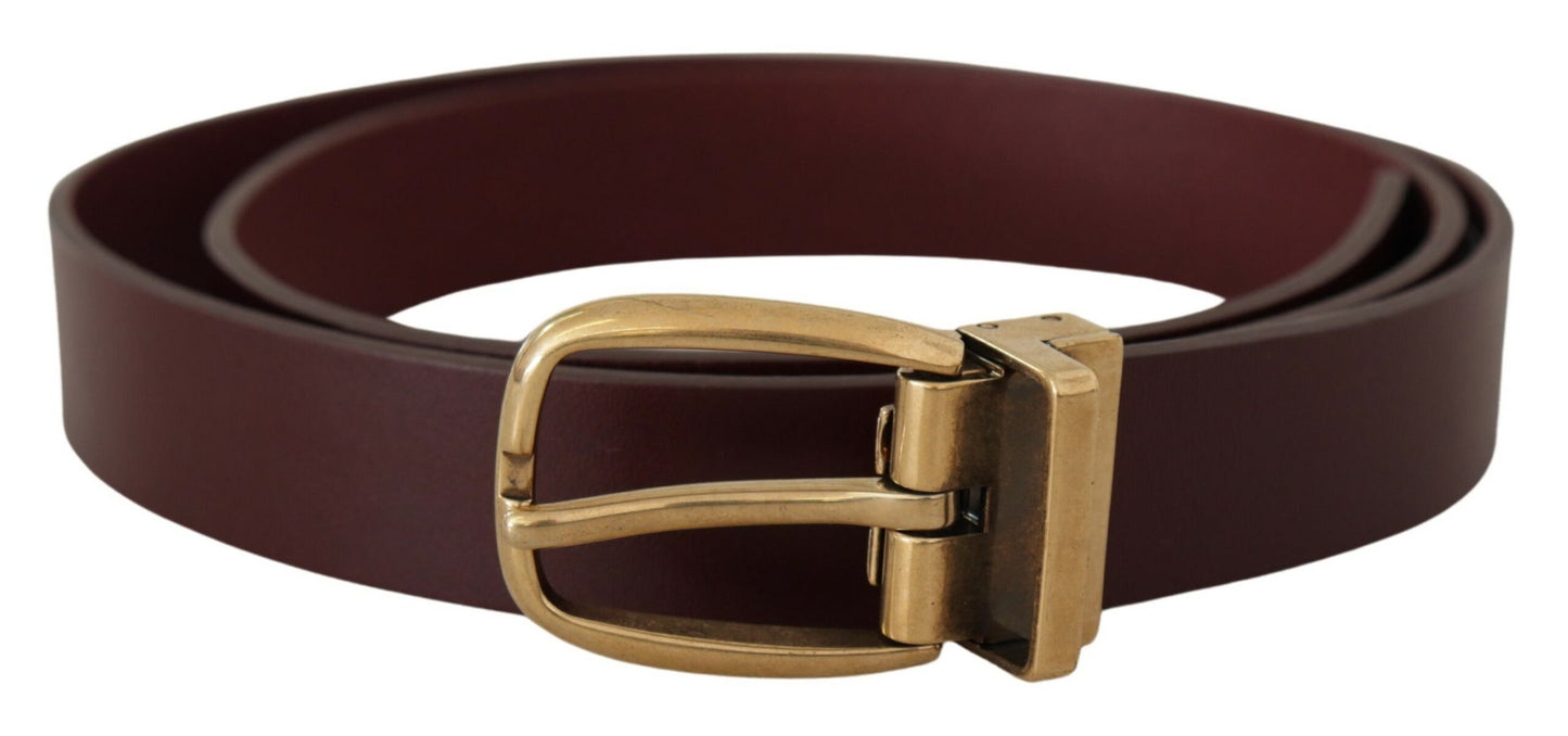 Dolce & Gabbana Elegant Brown Leather Belt with Gold Buckle Dolce & Gabbana