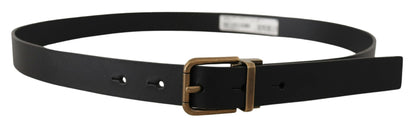 Dolce & Gabbana Elegant Black Leather Belt with Vintage Buckle Dolce & Gabbana