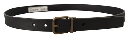 Dolce & Gabbana Elegant Black Leather Belt with Vintage Metal Buckle Dolce & Gabbana