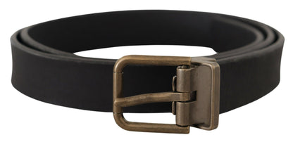 Dolce & Gabbana Elegant Black Leather Belt with Vintage Metal Buckle Dolce & Gabbana