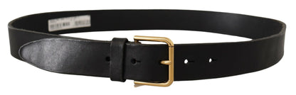 Dolce & Gabbana Elegant Black Leather Belt with Metal Buckle Dolce & Gabbana