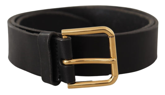 Dolce & Gabbana Elegant Black Leather Belt with Metal Buckle Dolce & Gabbana