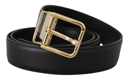 Dolce & Gabbana Elegant Black Leather Belt with Metal Buckle Dolce & Gabbana