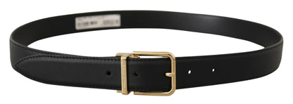 Dolce & Gabbana Elegant Black Leather Belt with Metal Buckle Dolce & Gabbana