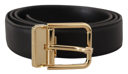 Dolce & Gabbana Elegant Black Leather Belt with Metal Buckle Dolce & Gabbana