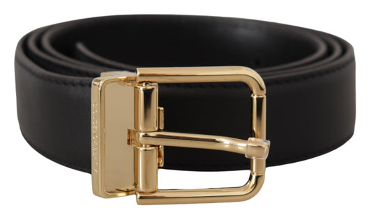 Dolce & Gabbana Elegant Black Leather Belt with Metal Buckle Dolce & Gabbana