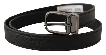 Dolce & Gabbana Elegant Black Leather Belt with Metal Buckle Dolce & Gabbana