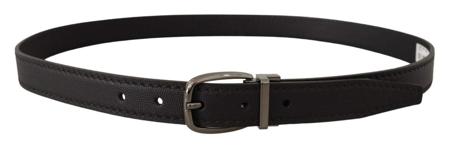 Dolce & Gabbana Elegant Black Leather Belt with Metal Buckle Dolce & Gabbana