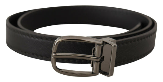 Dolce & Gabbana Elegant Black Leather Belt with Metal Buckle Dolce & Gabbana