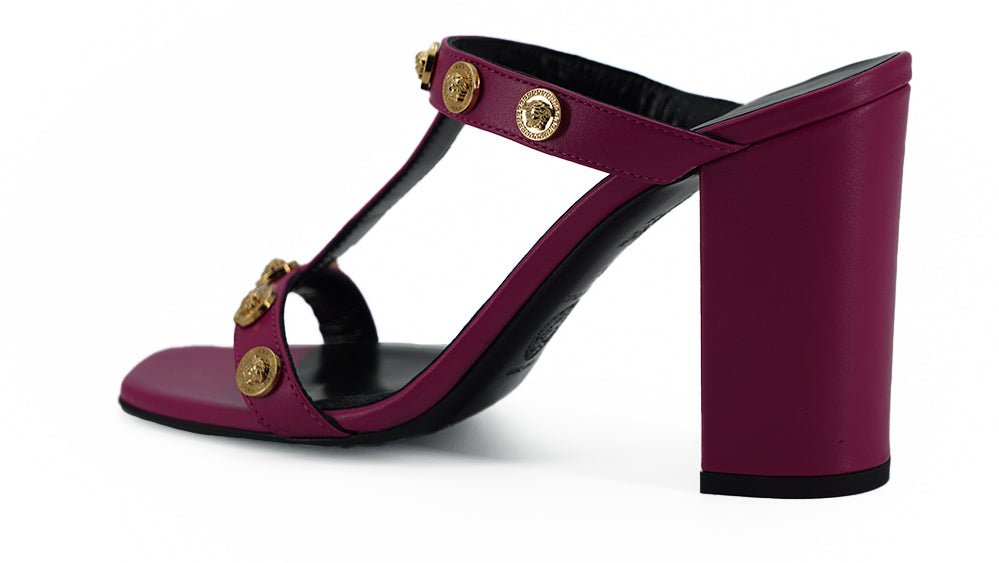 Versace Elegant Purple Calf Leather High Sandals Versace