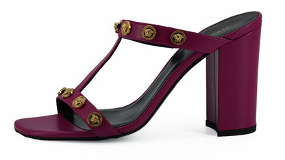 Versace Elegant Purple Calf Leather High Sandals Versace