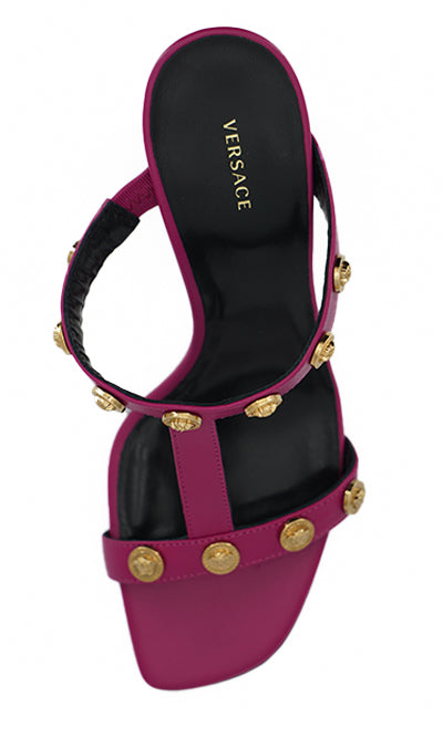 Versace Elegant Purple Calf Leather High Sandals Versace