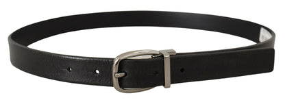 Dolce & Gabbana Elegant Black Leather Belt with Metal Buckle Dolce & Gabbana