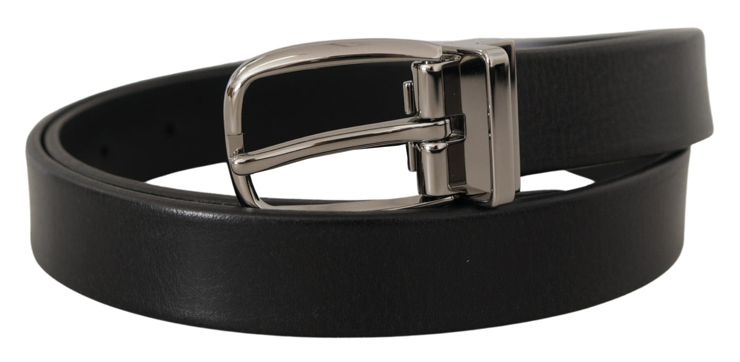 Dolce & Gabbana Elegant Black Leather Belt with Metal Buckle Dolce & Gabbana