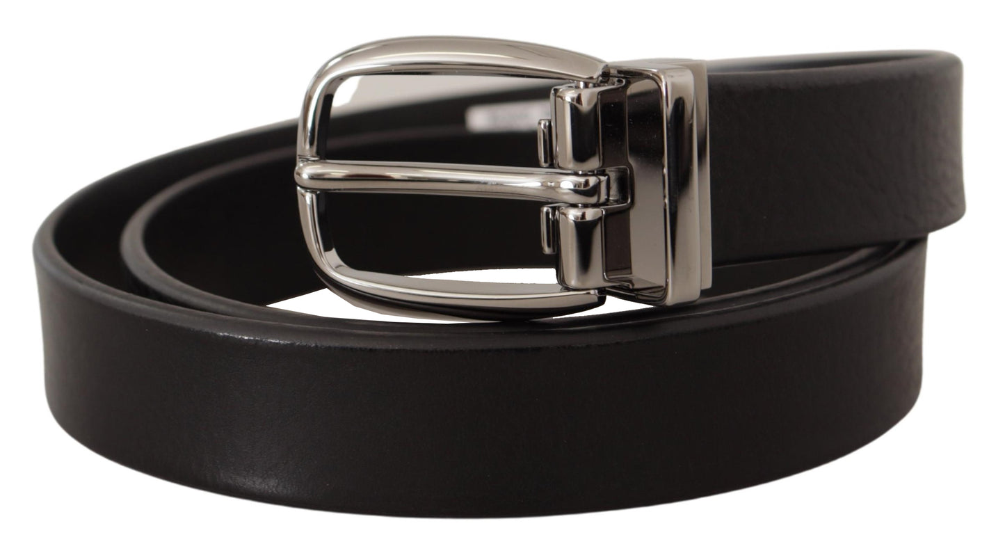 Dolce & Gabbana Elegant Black Leather Belt with Metal Buckle Dolce & Gabbana