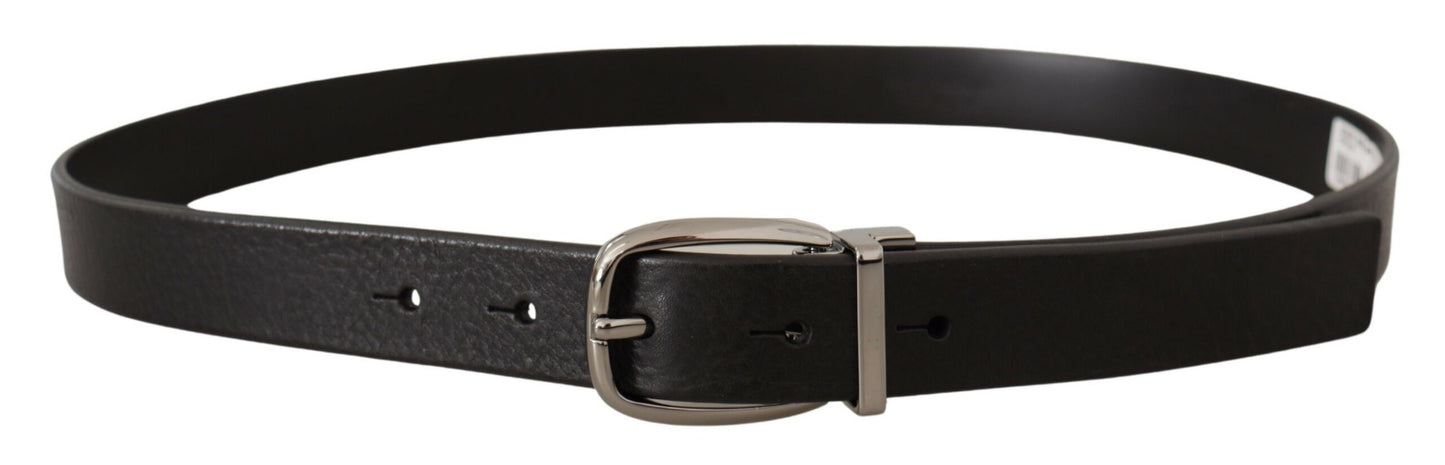 Dolce & Gabbana Elegant Black Leather Belt with Metal Buckle Dolce & Gabbana