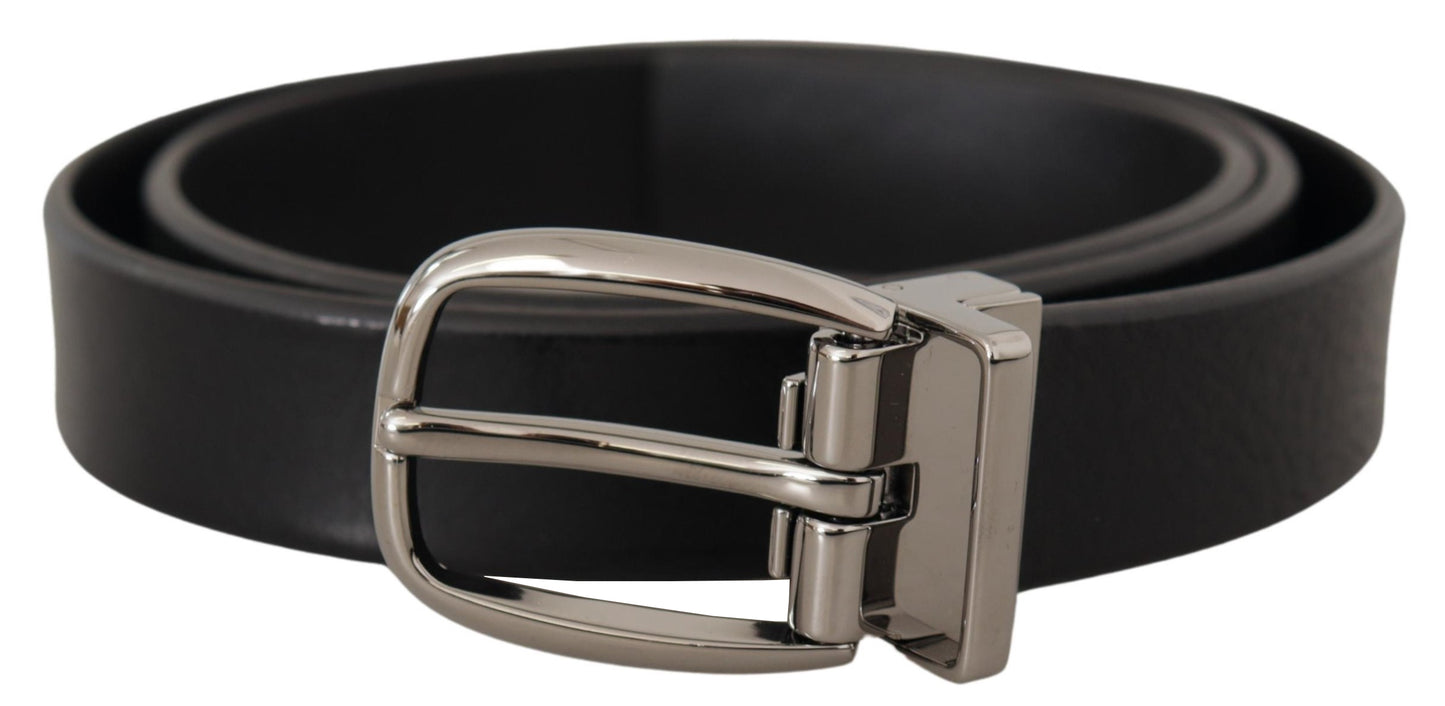 Dolce & Gabbana Elegant Black Leather Belt with Metal Buckle Dolce & Gabbana