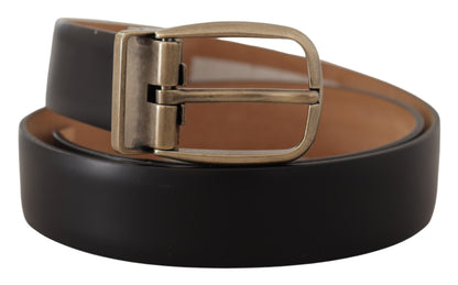 Dolce & Gabbana Elegant Black Leather Belt with Metal Buckle Dolce & Gabbana