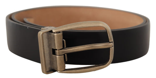 Dolce & Gabbana Elegant Black Leather Belt with Metal Buckle Dolce & Gabbana