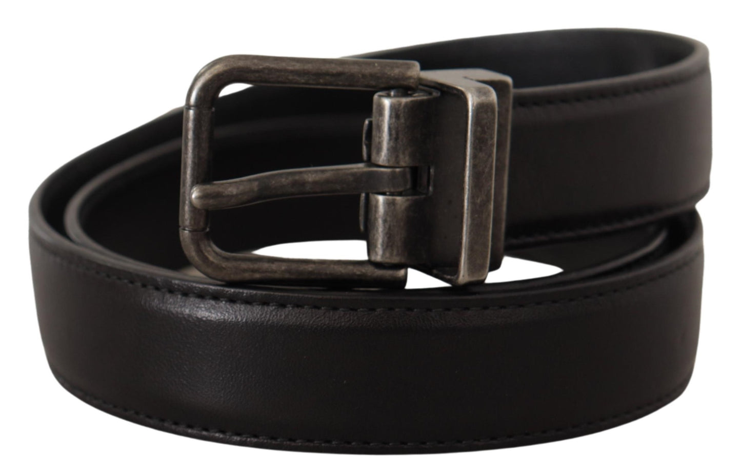 Dolce & Gabbana Elegant Black Leather Belt with Metal Buckle Dolce & Gabbana