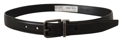 Dolce & Gabbana Elegant Black Leather Belt with Metal Buckle Dolce & Gabbana