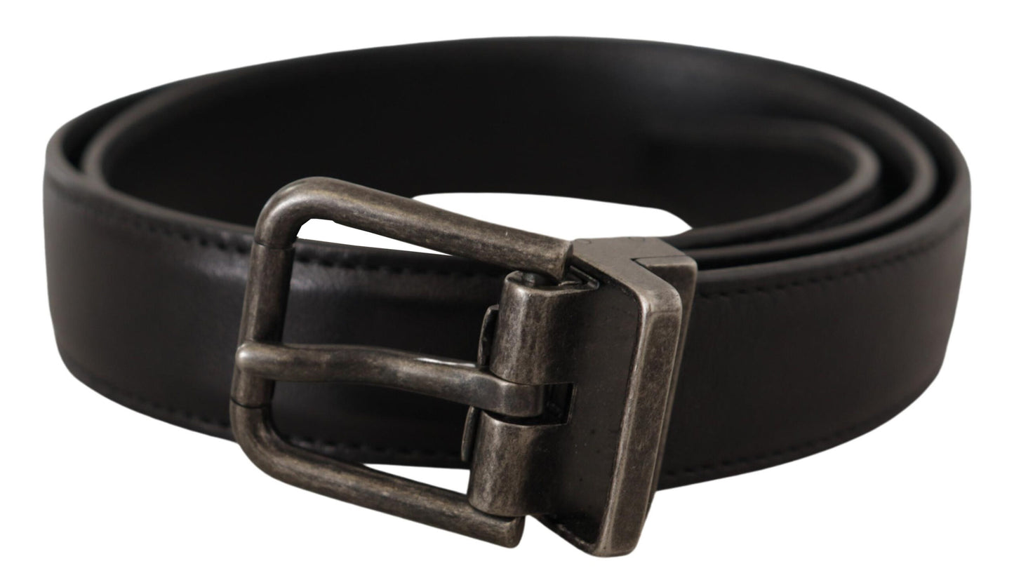 Dolce & Gabbana Elegant Black Leather Belt with Metal Buckle Dolce & Gabbana