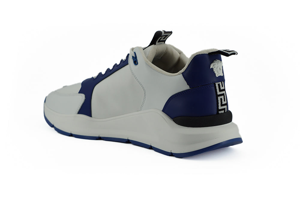 Versace Elegant Blue and White Leather Sneakers Versace