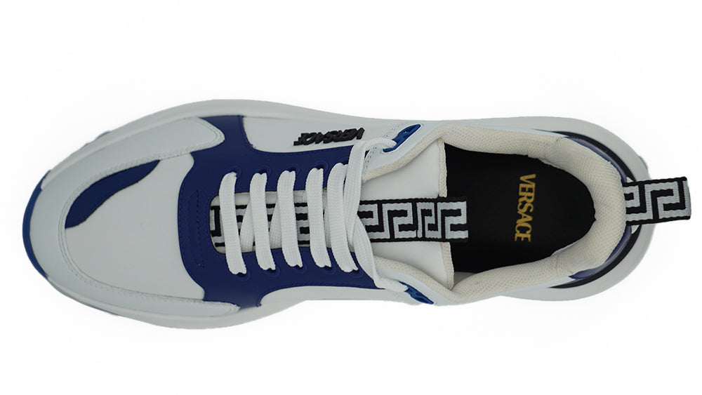 Versace Elegant Blue and White Leather Sneakers Versace