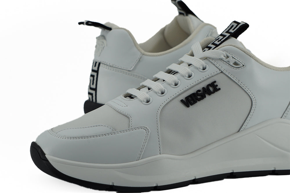 Versace Sleek White Calf Leather Sneakers Versace