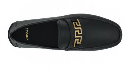 Versace Elegant Black Calf Leather Men's Loafers Versace