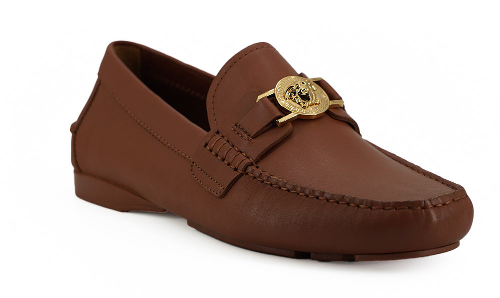 Versace Elegant Medusa-Embossed Leather Loafers