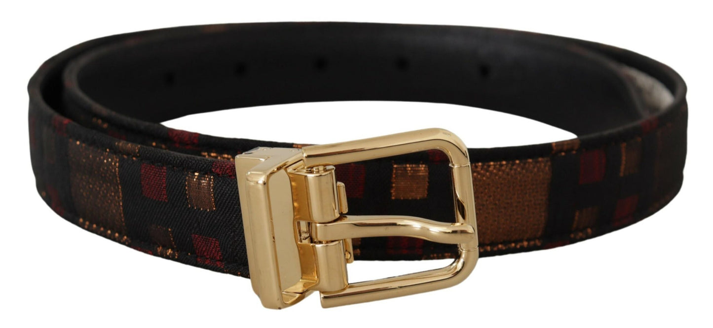 Dolce & Gabbana Multicolor Leather Belt with Gold Buckle Dolce & Gabbana