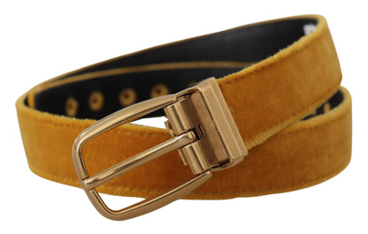 Dolce & Gabbana Elegant Velvet Gold Buckle Women's Belt Dolce & Gabbana