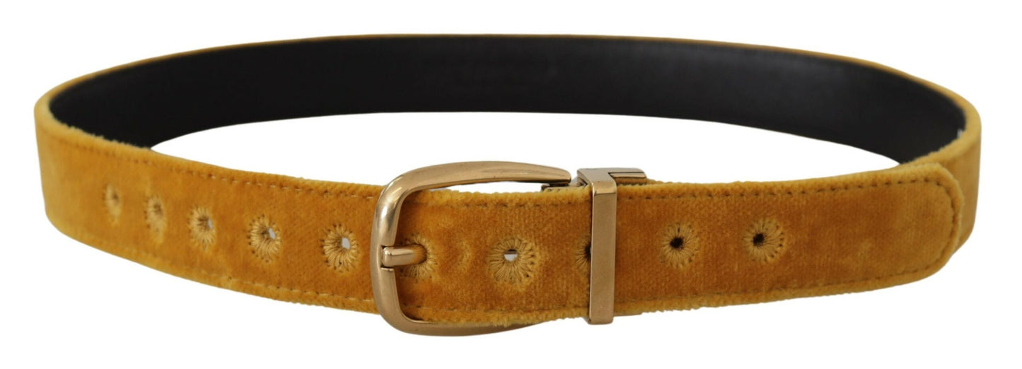 Dolce & Gabbana Elegant Velvet Gold Buckle Women's Belt Dolce & Gabbana