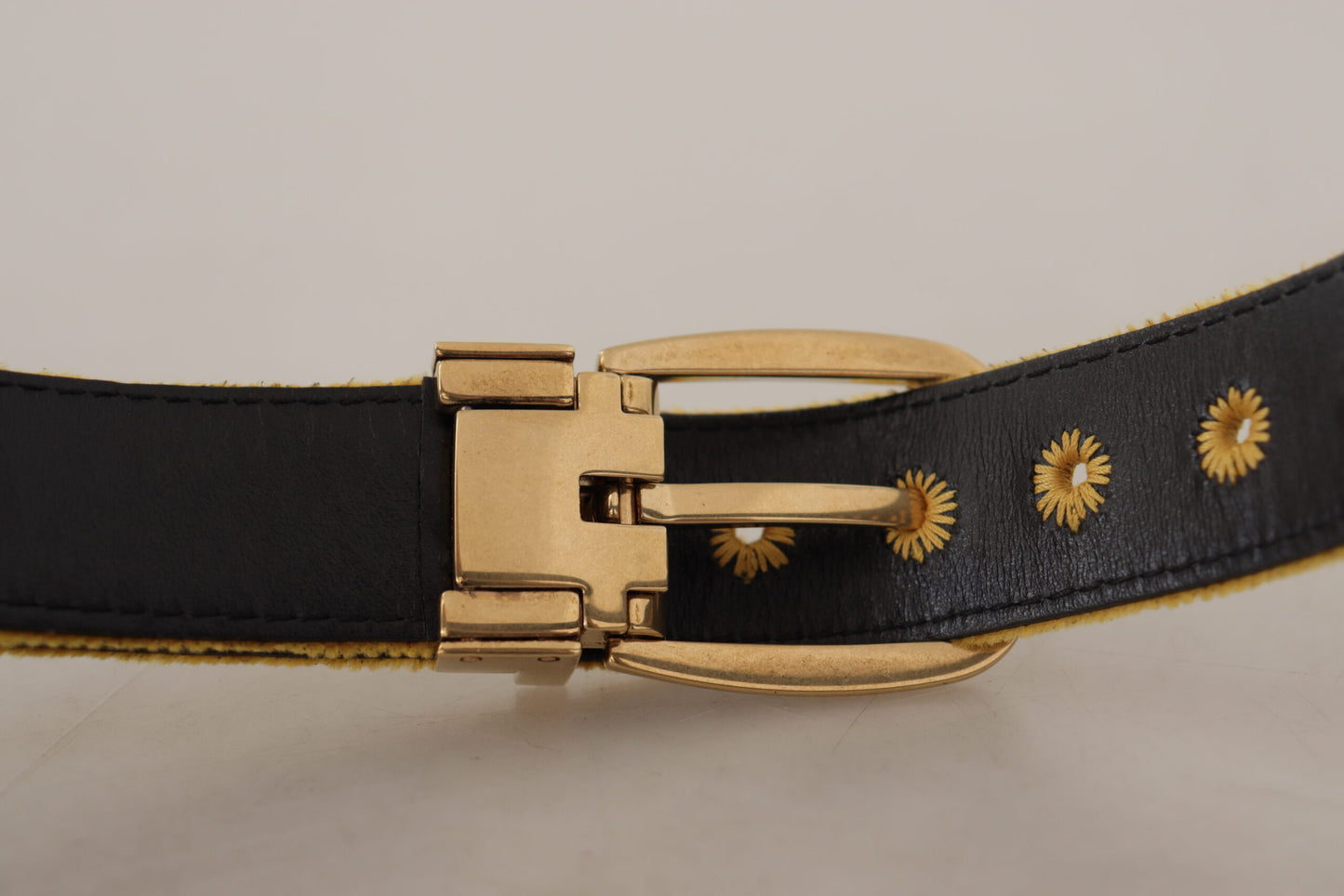 Dolce & Gabbana Elegant Velvet Gold Buckle Women's Belt Dolce & Gabbana